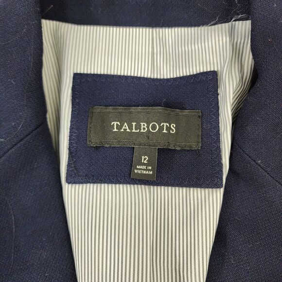Talbots Women Blazer Jacket Size 12 2 Gold Button Closure Lined Long Sleeve Blue - Picture 9 of 9